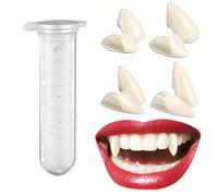 Halloween Vampire Teeth, 4 Pairs Vampire Teeth Fangs with Adhesive, Vampire Fangs Fake Teeth Decorations, Reusable Vampire Fangs Teeth for Halloween Party Cosplay