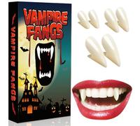 Halloween Vampire Teeth for Kids Adult - 3 Pcs Realistic Vampire Fangs Teeth with Adhesive for Halloween Cosplay Makeup Vampire Costume Accessories for Women Men, Fake Fangs Werewolf Teeth Party Props