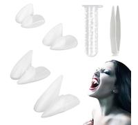 Halloween Vampire Teeth, Vampire Fangs Kit, 4 Pairs Realistic Vampire Fangs Fake Teeth in 4 Sizes with Adhesive, Halloween Cosplay Props Vampire Costume Accessories (13mm 15mm 17mm 19mm)