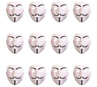 Halloween Vendetta Mask - Pack of 12 - Scary Plastic White Guy Fawkes Face Mask - Adults Spooky Creepy Halloween TV Movie Trick or Treat Fancy Dress Costume Accessory