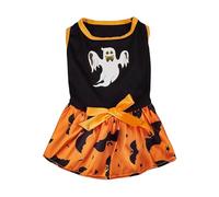 Halloween Vest & Dress for Large Dogs & Cats Pumpkin Ghost Spider Bone Wizard Bat Designs KuW405 (Red, M)