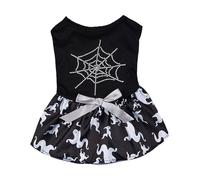 Halloween Vest & Dress for Large Dogs & Cats Pumpkin Ghost Spider Bone Wizard Bat Designs KuW405 (White, L)