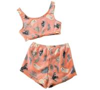 Halloween Vest Pajamas Set, Glow in The Dark Halloween Pajamas, Ghost Spooky Vest Pajama Set, Flannel Vest Pajama Set (Orange,M)