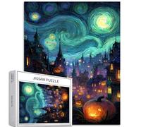 Halloween Village 1000 Piece Jigsaw Puzzles for Adults Jack-o'-Lantern Scene Art Puzzle Challenging Family Activity Games Colorful DIY Craft Puzzle for Home Decor Gifts 20×27 Inches