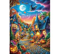 Halloween Village in Moonlight 300 Pc DIY Jigsaw Puzzle Animal Planta Puzzles for Adults Teens Hard Challenging Team Building Stress Reducing Autumn Rigid Cardboard 300 PCS