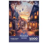 Halloween Village Jigsaw Puzzles Puzzles for Adults Kids. 1000 Piece Great Gifts Challenge Toy Educational Game Home Decoration for Adults& Kids Age 14 Years Up 70x50cm/1000pcs