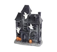 Halloween Village, Lighted Halloween Village Houses, Resin S-pooky Town Mummy's Haunted House, 19/11/25.5cm, Creepy Yet Fun Tabletop Decor, Dur-Able & Reusable P-lastic Material, For Parties Decoratio