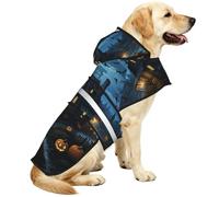 Halloween Village Waterproof Dog Raincoat And Rain Jacket For Small Medium Large Dogs With Reflective Stripes And Adjustable Belly Strap