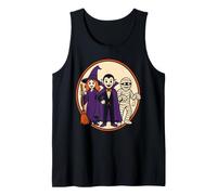 Halloween Vintage Badge Haunted Castle Witch Vampire Mummy Tank Top