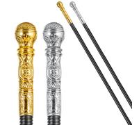 Halloween Vintage Cane Scepter Wizard Staff, 4-Section King Staff 55 inches Golden/Silver Elegant Prop Stick Scepter Walking Canes for Adult Dress-up play and pretend Parties (gold+silver plated 2pcs)