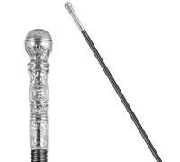 Halloween Vintage Cane Scepter Wizard Staff, 4-Section King Staff 55 inches Golden/Silver Elegant Prop Stick Scepter Walking Canes for Adult Dress-up play and pretend Parties (silver plated)