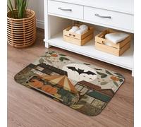 Halloween Vintage Fanciful Quick Dry Bath Mat, Pumpkin Bat Absorbent Non Slip Mat, Medieval Flannel Washable Rugs for Bathroom 16x24 Inch