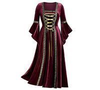 Halloween Vintage Witch Dress Witch Velvet Dress Womens Renaissance Medieval Costume Medieval Gothic Retro Dress Halloween Irish Vintage Victorian Faire Cosplay Party Costumes
