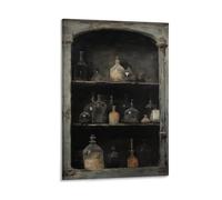 Halloween Vintage Witchy Cabinet Neutral Magic Potion Wall Art Paintings Canvas Prints Poster Artwork for Living Room Bedroom Bathroom Office Home Decor 12x18inch(30x45cm)