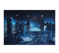 Halloween Vinyl Backdrop Castle Cloth Graveyard Gate Iron Tapestry