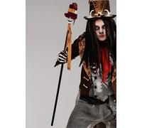 Halloween Voodoo Witch Doctor Gothic Scary Cosplay Plastic Prop Skull Cane