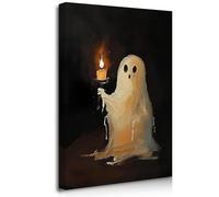 Halloween Wall Art Cute Ghost Painting Prints Spooky Gothic Bathroom Decor Large Framed Canvas Wall Art for Living Room Dark Academia Wall Decor Horror Haunted House Home Decors 16"x24"