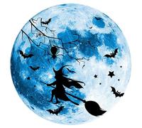 Halloween Wall Decor Glow Decoration Art Sticker with Witch Moon Design