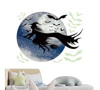 Halloween Wall Sticker - Glow in the Dark Witch and Bat Decals, Haunted House Window | Large Horror Sticker for Walls and Glass, Evil Party Idea Removable Scary Halloween