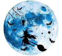 Halloween Wall Sticker - Luminous Glow in The Dark Witch and Moon Clings | Waterproof Holiday Decals | Spooky Window Decor for Bedroom Living Room Halloween Party Setup