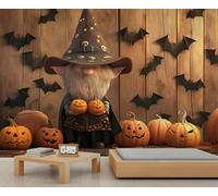 Halloween Wallpaper Cartoon Wizard Wall Murals for Living Room Pumpkin Lantern Bedroom Wallpaper Bats Retro Country Cottage Wall Paper Mural Poster for Living Room Bedroom Decor 500X300cm