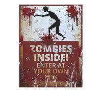 Halloween Warning Sign - "Be Careful" Panel To On A Door, Vintage Style Decoration | Welcomes Children With A Candy Hunt With A Funny Touch, Easy To AC Terrible Hall