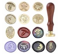 Halloween Wax Seal Stamp Kit - Ychostamp Piracy, Mushroom, Witch, Scale Sealing Wax Stamps, 7PCS Vintage Brass Seals for Spooky Envelope, Party Invitation