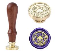 Halloween Wax Seal Stamp - Skeleton Grim Reaper Seald Stamp,0.98 inch/25mm Evil Ghost Fire Sealing Stamp for Envelopes,Letters,Handicraft DIY and Creative Gifts