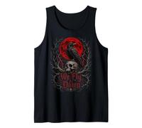 Halloween We Fly At Dawn Gothic Raven Moon Skull Tank Top