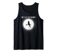 Halloween We Fly At Dawn Sexy Witch Moon Womens Tank Top