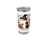 Halloween We Haunt At Dawn Ghost Cat Cottagecore Halloween Stainless Steel Insulated Tumbler