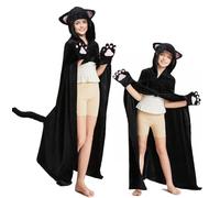 Halloween Wearable Hooded Blanket for Kids,Halloween Gifts for Kids,Soft Black Cat Plush Blanket Hoodie Throw Cloak Wrap 59 * 51inch (Small Size for Kid)