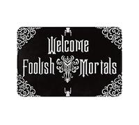 Halloween Welcome Foolish Mortals Funny Non-Slip Absorbent Resist Dirt Doormat Entrance Rug Inside Floor Mats for Home Bedroom Kitchen Front Porch 24X16 Inch