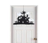 Halloween Welcome Hanging Sign | Scary Halloween Door Hanger - Witch Skeleton Bats Sign Hanging for Halloween Party Home Wall Door Window Haunted House Yard Decoration