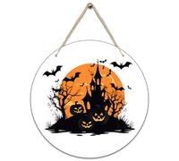 Halloween Welcome Sign Door Decorations,Personalised Wood Plaque Kitchen Wall Decor Customizable Photo Text,Outdoor Halloween Decor (C)