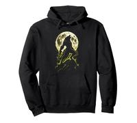 Halloween Werewolf Howling Full Moon Spooky Men Graphic Pullover Hoodie