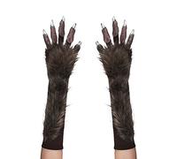 Halloween Werewolf Wolf Claws Furry Wolf Gloves with Long Nail Horror Bear Paws Hairy Hand Claws Elbow Gloves Handwear for Carnival Cosplay Party Costume Accessory Fancy Dress Prop