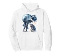Halloween Werewolves Howling at the Moon Retro 90s Funny Pullover Hoodie