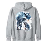 Halloween Werewolves Howling at the Moon Retro 90s Funny Zip Hoodie