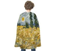 Halloween Wheat Fields And Cypress Trees Cloak Capes Reversible Medieval Cloak Witch Capes for Party Cosplay Masquerade Costumes