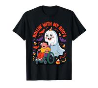 Halloween Wheelchair Costume Handicap Joke Rollin with Boo's T-Shirt