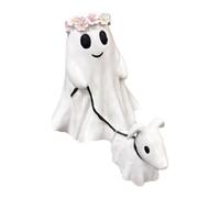 Halloween Whimsical Ghost Walking Dog Statue - Cute Resin Ghost & Dog Figurine Ornament for Indoor/Outdoor Home, Garden & Haunted Party Decor(Type A 25cm)