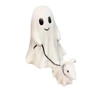 Halloween Whimsical Ghost Walking Dog Statue - Cute Resin Ghost & Dog Figurine Ornament for Indoor/Outdoor Home, Garden & Haunted Party Decor(Type B 25cm)