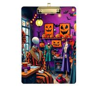 Halloween Whimsical Tailor Shop Scene Clipboard Waterproof Pocket for Nurses Home Contractor Size 9 x 12