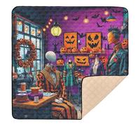 Halloween Whimsical Tailor Shop Scene Large Non-Slip Baby Activity Play Mat for Indoor Outdoor Cozy Breathable Playroom Activity Mat for Baby Toddler Infant, 50'' x 50''