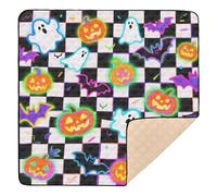 Halloween White and Black Ghost Pumpkin Large Sturdy mat for Baby to Play on Floor for Indoor Outdoor One-Piece Foldable Tummy Time & Crawling Mat for Baby Toddler Infant, 50'' x 50''gimnasio