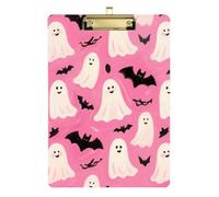 Halloween White Bat Acrylic Contractor clipboard Plastic Standard Letter A4 Size Waterproof for Nursing Student Trade Quest Gold 12x9in Tabla para escribir