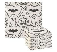 Halloween White Bat Halloween Decorations Door car Drying Towels Extra Large Dish Cloths Absorbent Now Designs Decorative toallas de microfibra para limpieza 11x11in Set of 6