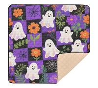Halloween White Ghost Cute Foldable Thick Play mat for Baby for Indoor Outdoor Non-Toxic Foldable Playroom Activity Mat for Baby Kids Toddlers Infants, 50'' x 50''alfombras con Musica para