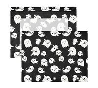 Halloween White Ghosts Black Binder Zippered Pouch, Binder Pouch with Clear Window